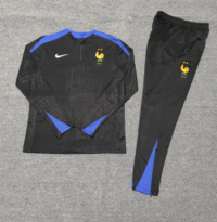 006-8 player version 24-25 France black with blue half zipper training tracksuit