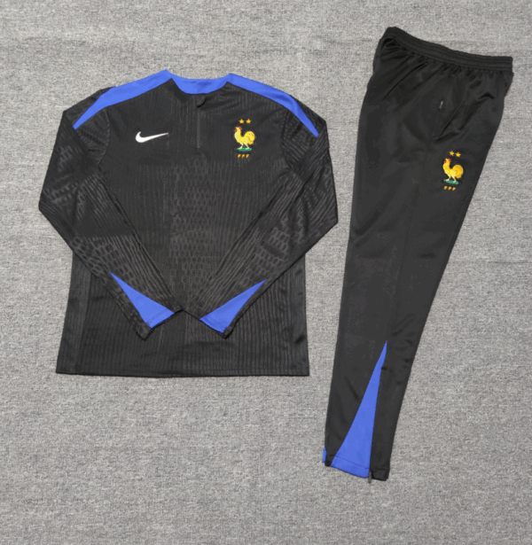player version 24-25 France black with blue half zipper training tracksuit - Image 6
