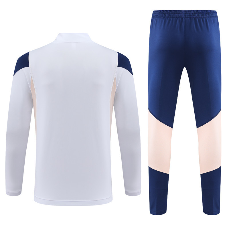 006-8 23-24 Ajax white with blue half zipper sweater tracksuit