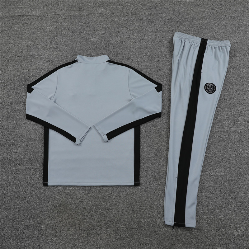 23-24 PS G gray with black stripe half zipper sweater tracksuit
