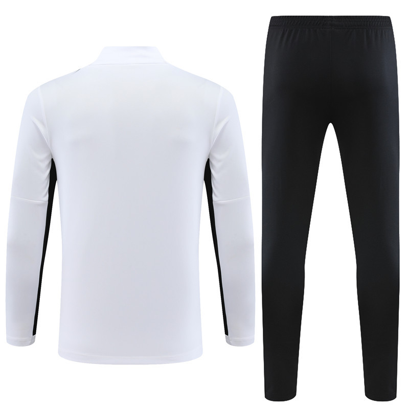 006-81 23-24 PS G white with black stripe half zipper sweater tracksuit