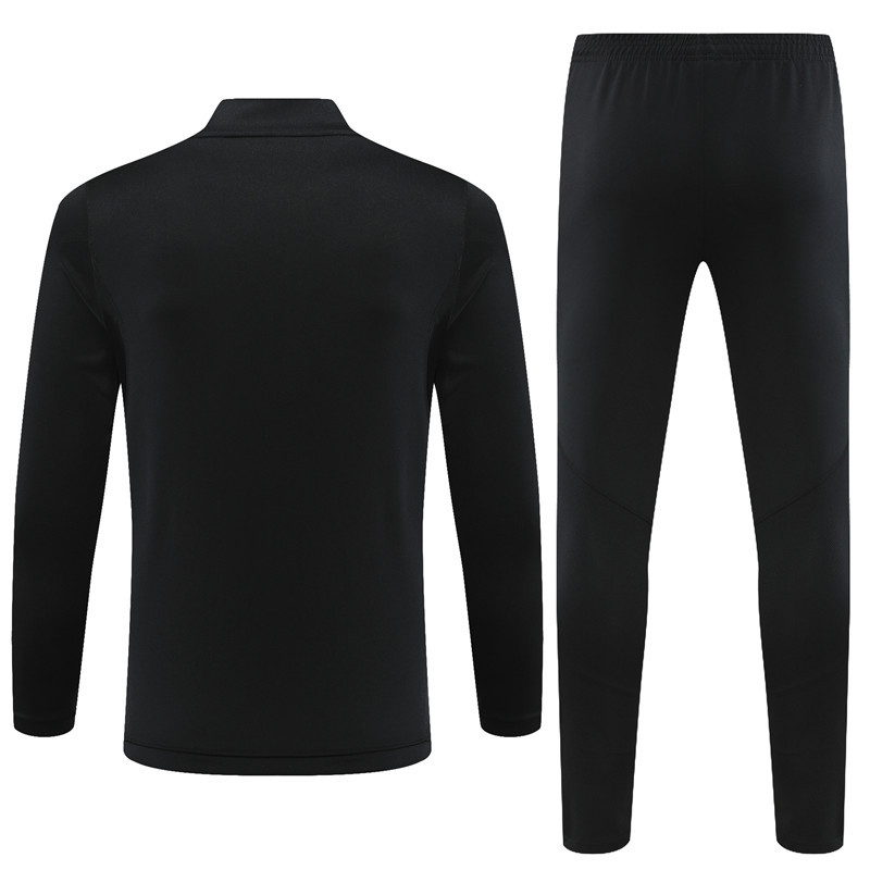 23-24 Real Madrid black with white stripe half zipper sweater tracksuit