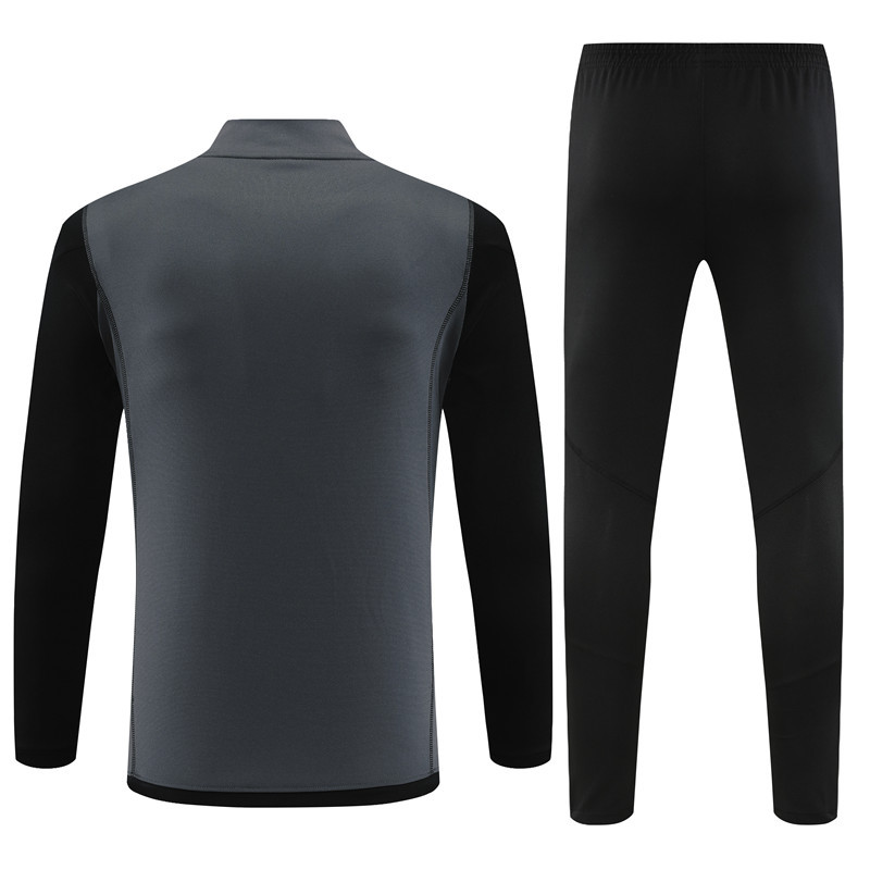 006-85 23-24 Real Madrid dark gray with black arms half zipper sweater tracksuit