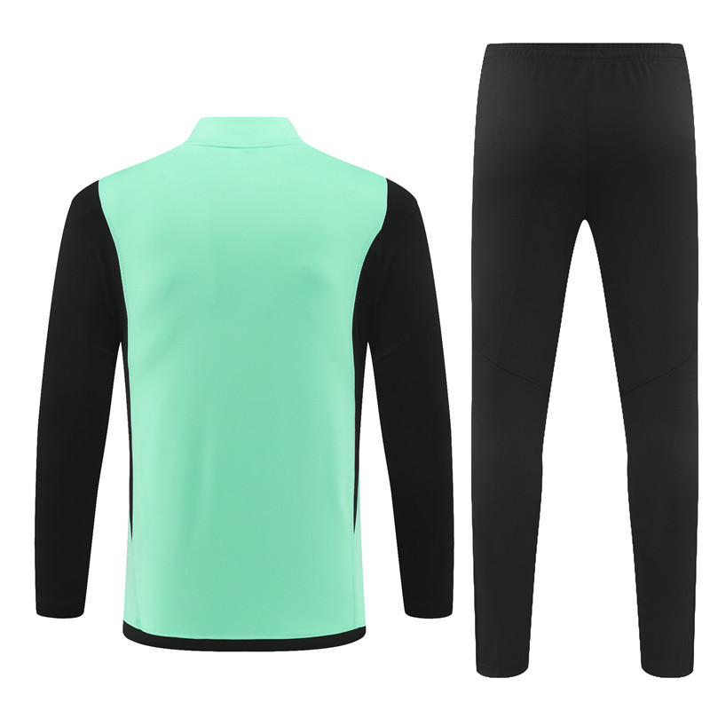23-24 Real Madrid green with black half zipper training tracksuit