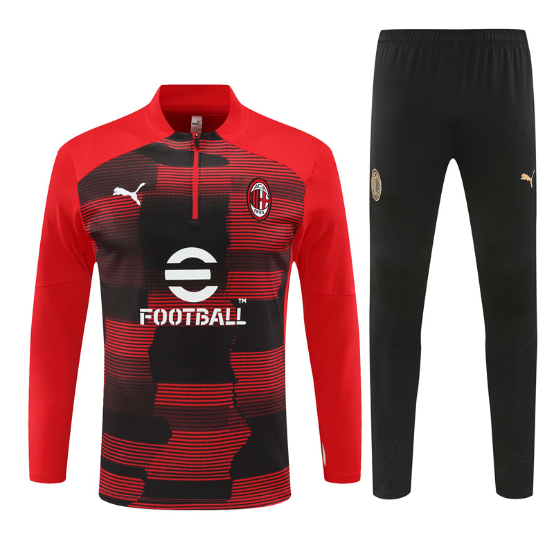 006-89 24-25 AC red with black half zipper training tracksuit
