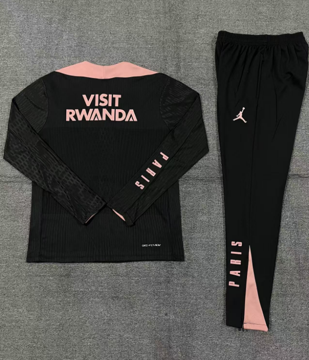 006-9 player version 24-25 PS G Jrdan black with pink half zipper training tracksuit