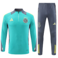 24-25 Ajax green with gray half zipper training tracksuit