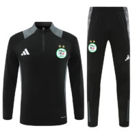 006-92 24-25 Algeria black with gray half zipper training tracksuit