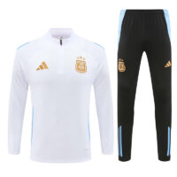 24-25 Argentina white with blue stripe half zipper training tracksuit