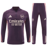 24-25 Arsenal purple with pink stripe half zipper sweater tracksuit