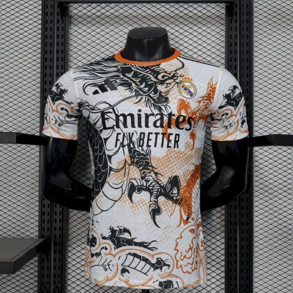 Real Madrid 2025 26 Black and white dragon version Jersey Player Version