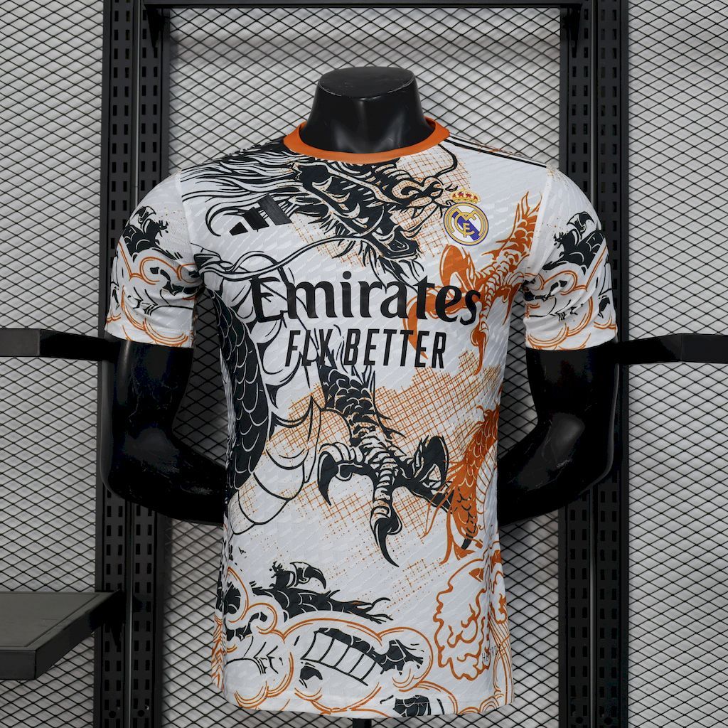 Real Madrid 2025-26 Black and white dragon version Jersey Player Version