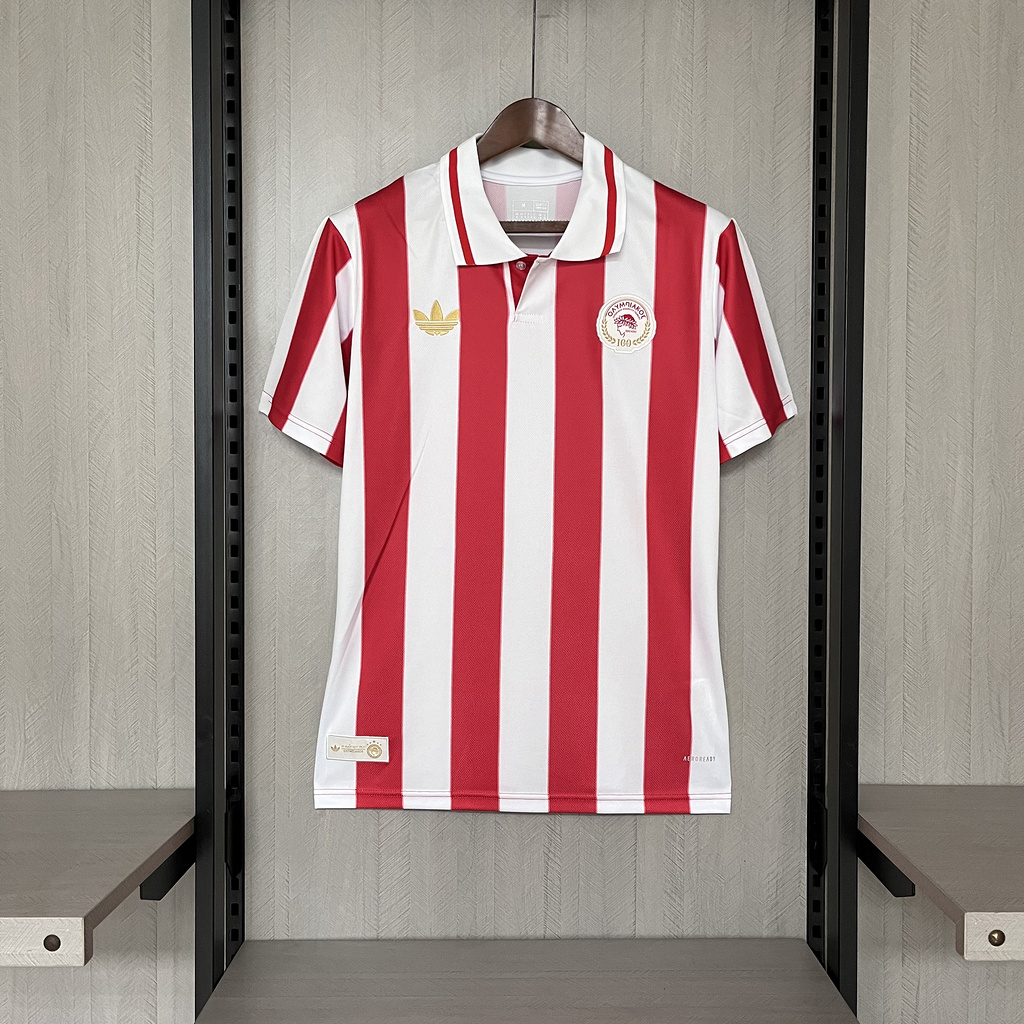 2025-26 Olympiacos 100th Anniversary Edition Red and White Jersey 2025-26 Olympiacos 100th Anniversary Edition Red and White Jersey