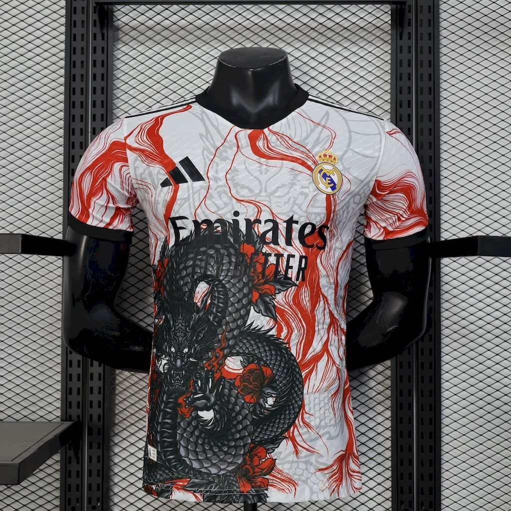Real Madrid 2025-26 White Black Dragon special edition Jersey Player Version