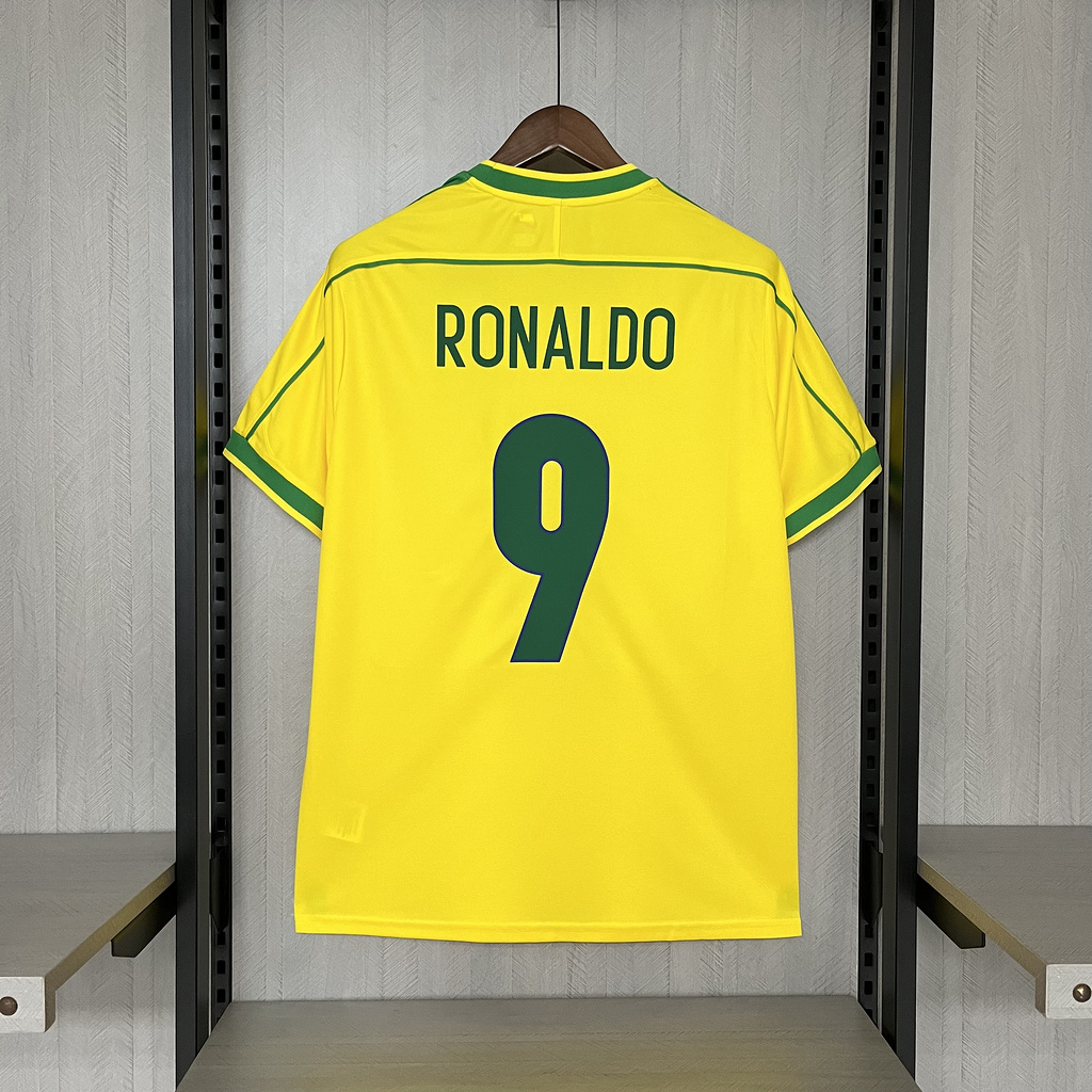 79fe45a5a71e48ad8522ba006e8a8423 Retro Brazil 1998 Home Jersey