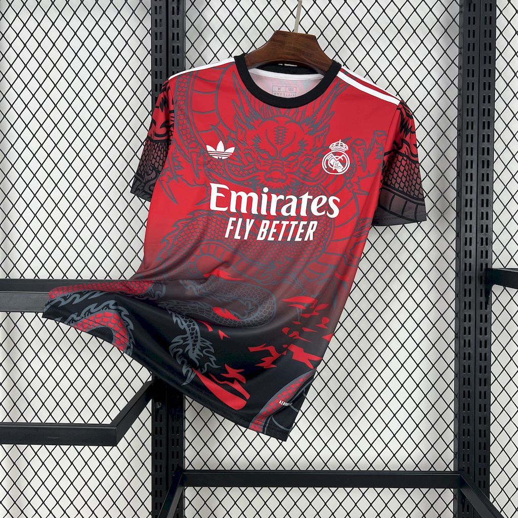 Real Madrid 202425 Red and black dragon Jersey