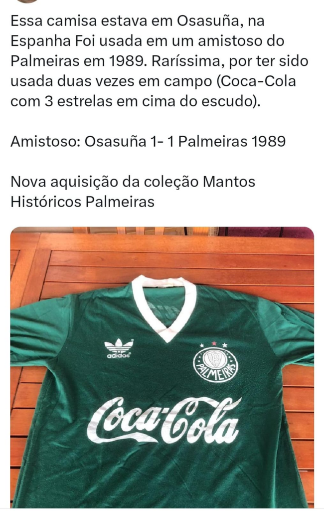 Retro 1989 Palmeiras home jersey