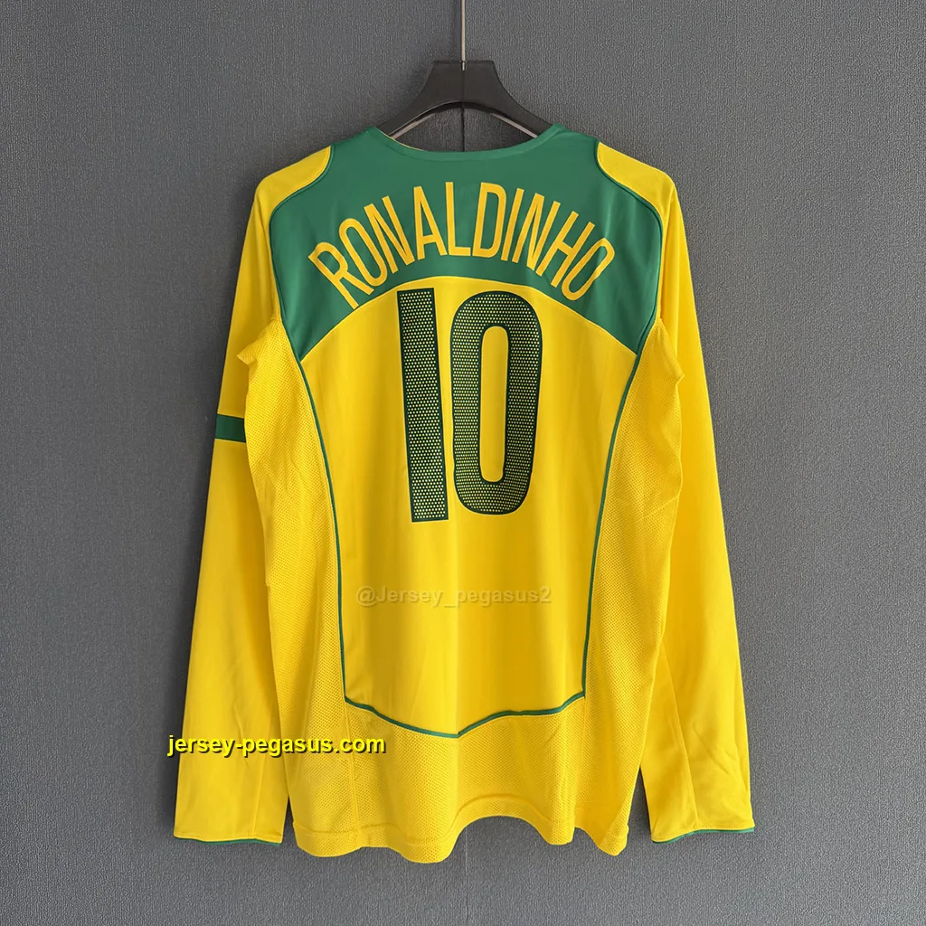 Brazil Retro 2004 Home LONG SLEEVES Brazil Retro 2004 Home LONG SLEEVES