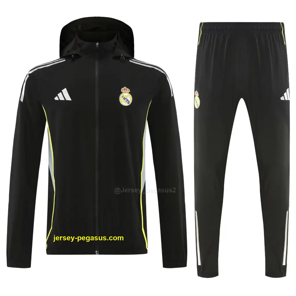 Real Madrid black windbreaker jacket and pants