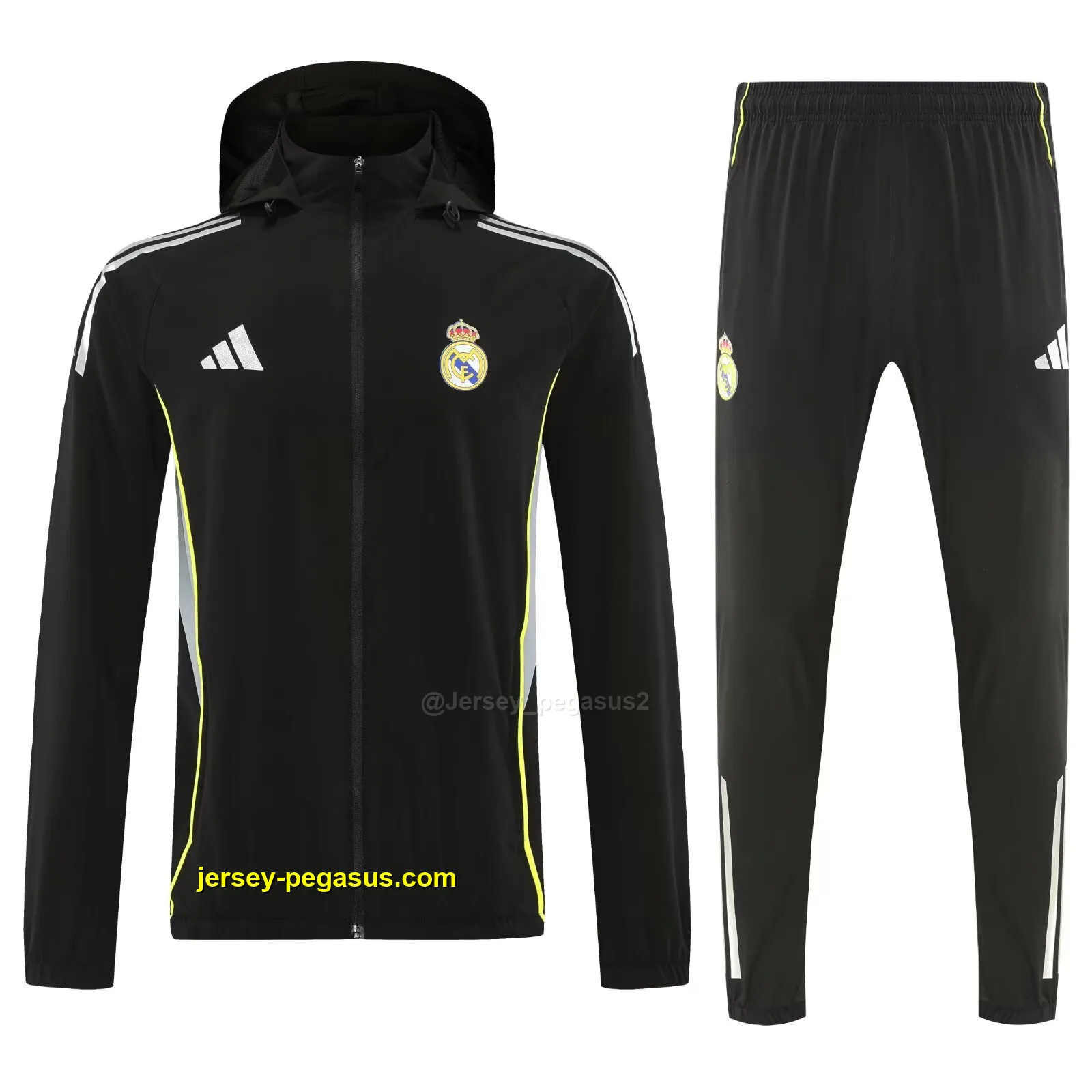 Real Madrid black windbreaker jacket and pants Real Madrid black windbreaker jacket and pants
