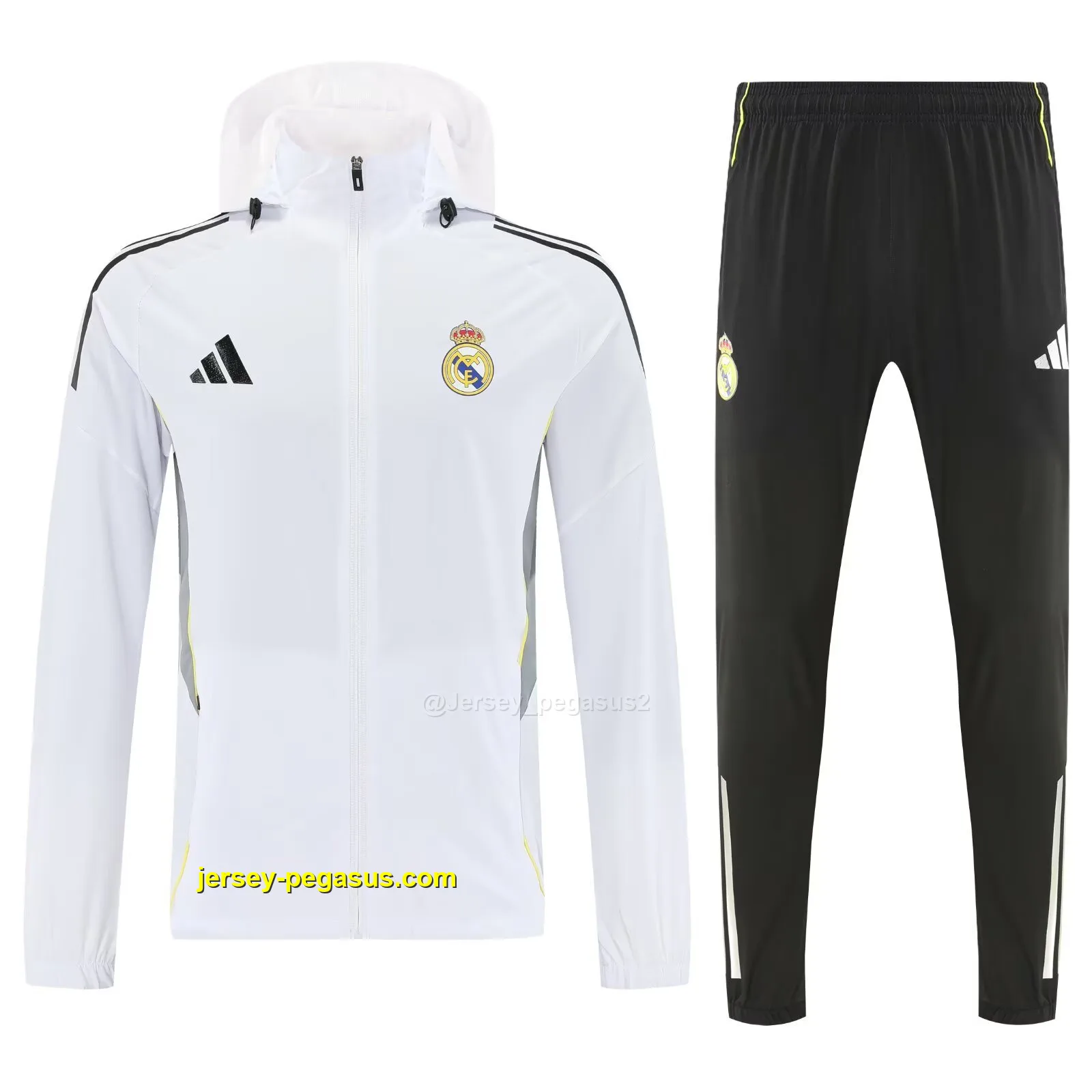 Real Madrid white windbreaker jacket and pants Real Madrid white windbreaker jacket and pants