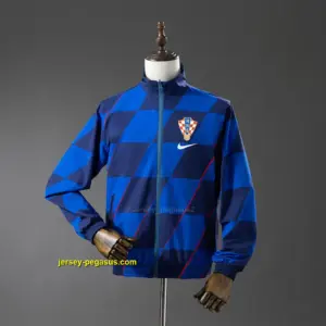 Croatian Reversible Jacket Windbreaker - Navy Blue & Sky Blue