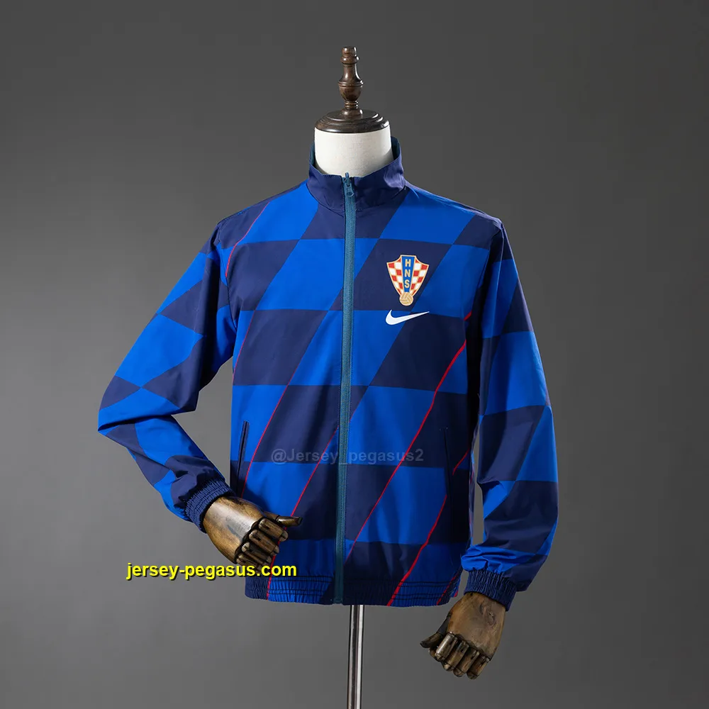Croatian Reversible Jacket Windbreaker - Navy Blue & Sky Blue Croatian Reversible Jacket Windbreaker - Navy Blue & Sky Blue