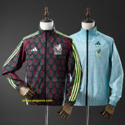 Mexico Reversible Jacket Windbreaker - Red & Sky Blue