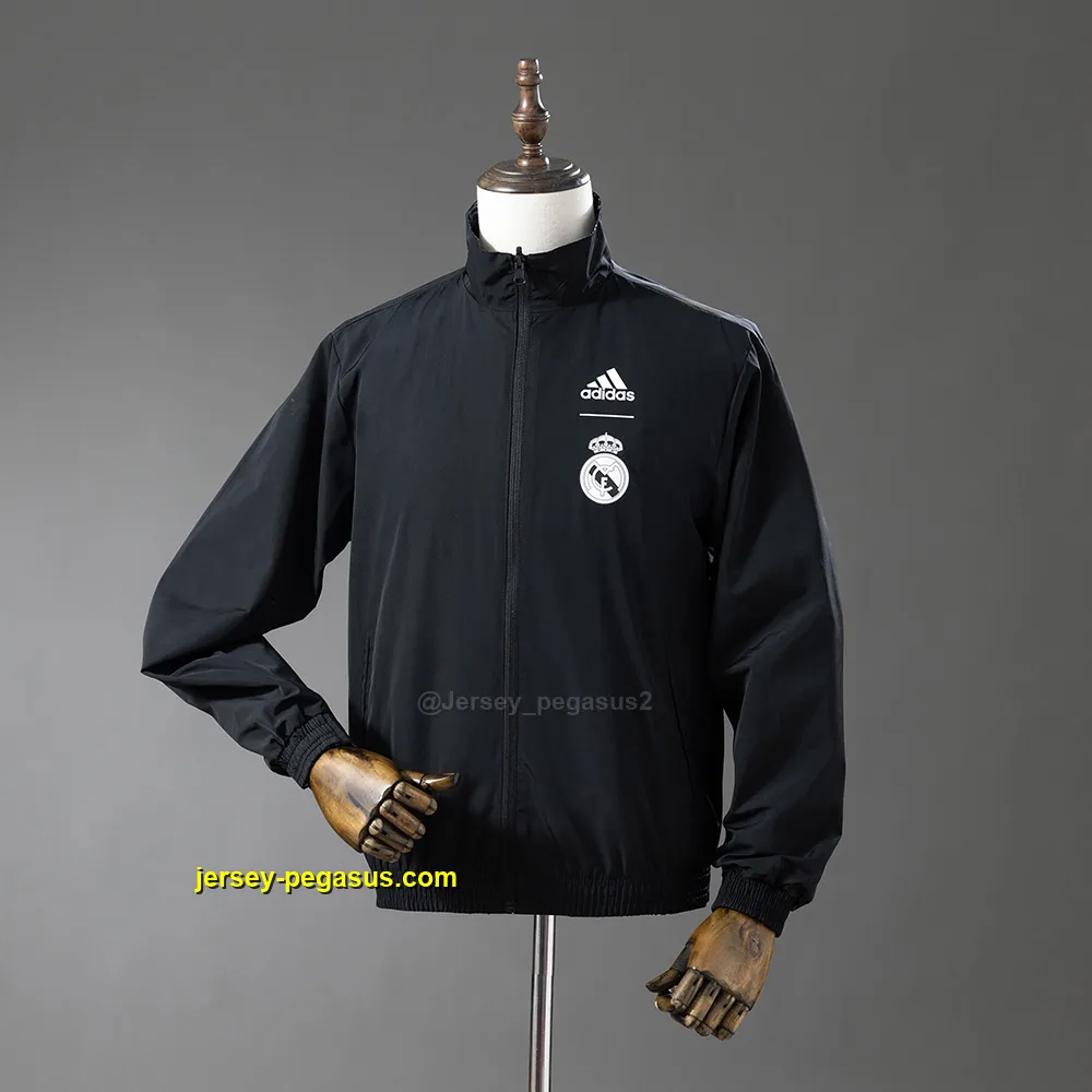 Real Madrid Reversible Jacket Windbreaker - Black&Black Dragon Real Madrid Reversible Jacket Windbreaker - Black&Black Dragon