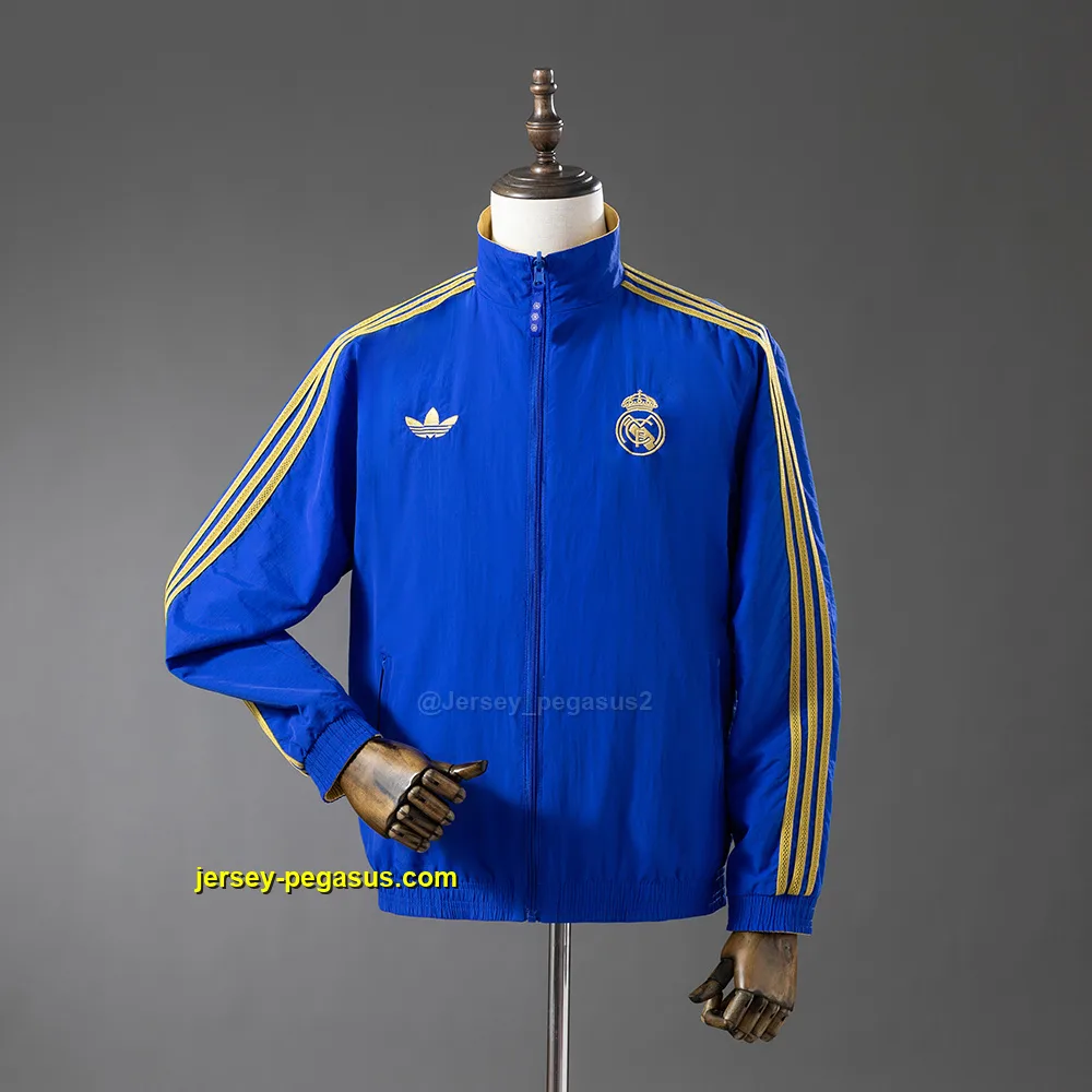 Real Madrid Reversible Jacket Windbreaker - Blue & Yellow Real Madrid Reversible Jacket Windbreaker - Blue & Yellow