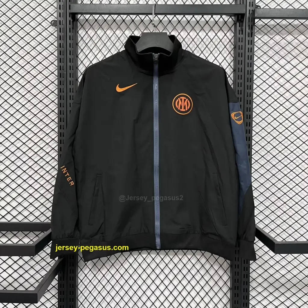 Inter black windbreaker jacket