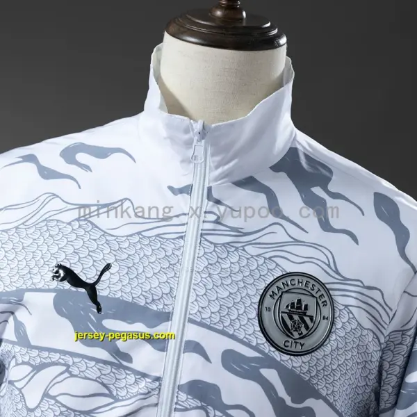 Manchester City Reversible Jacket Windbreaker - White & Mint Green
