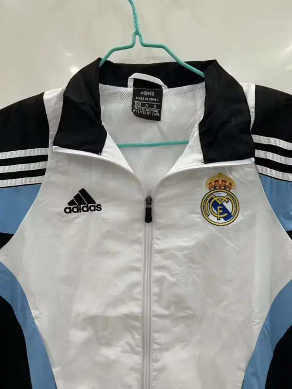 Real Madrid white black windbreaker jacket