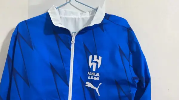 al hilal blue white reversible windbreaker jacket