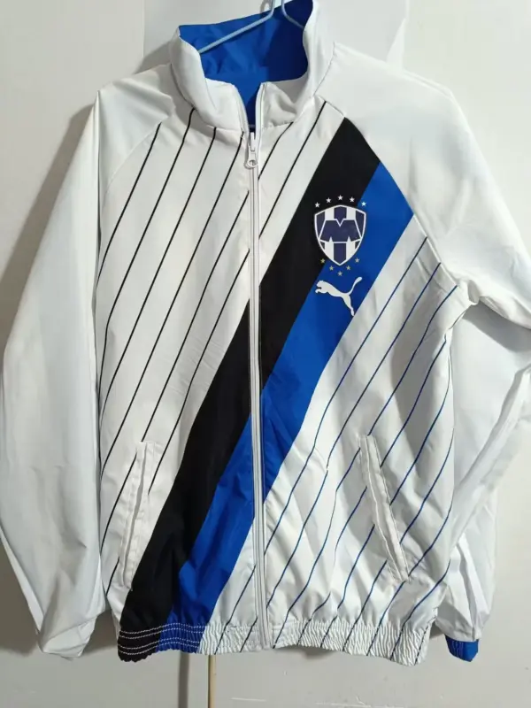 montreal blue white reversible windbreaker jacket