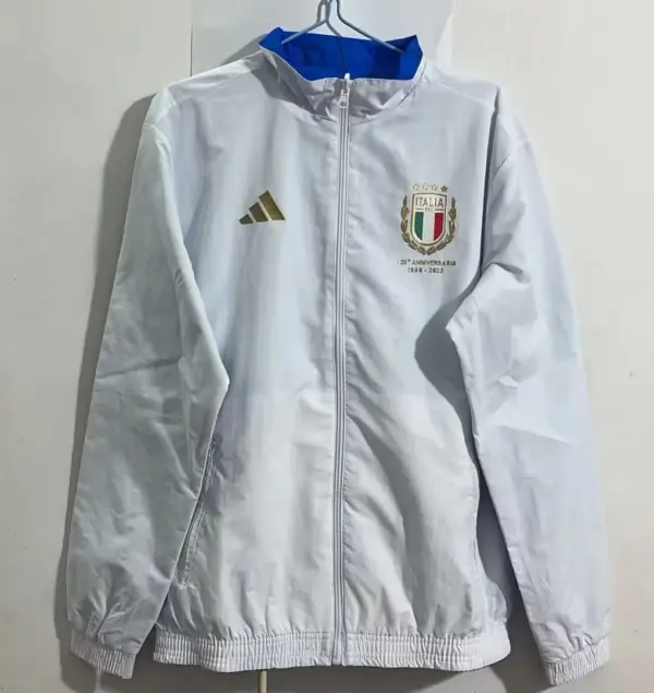 Italy blue white reversible windbreaker jacket