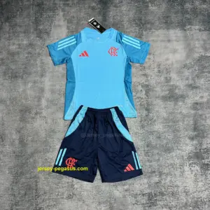 Kids 2025-26 Flamengo Training Jersey Light Blue JerseyJersey Jersey