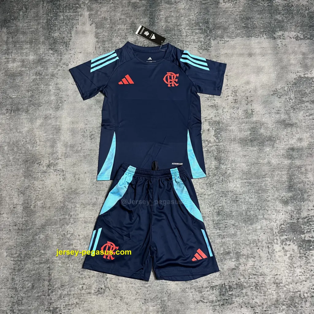 Kids 2025-26 Flamengo Training Wear Dark Blue Jersey