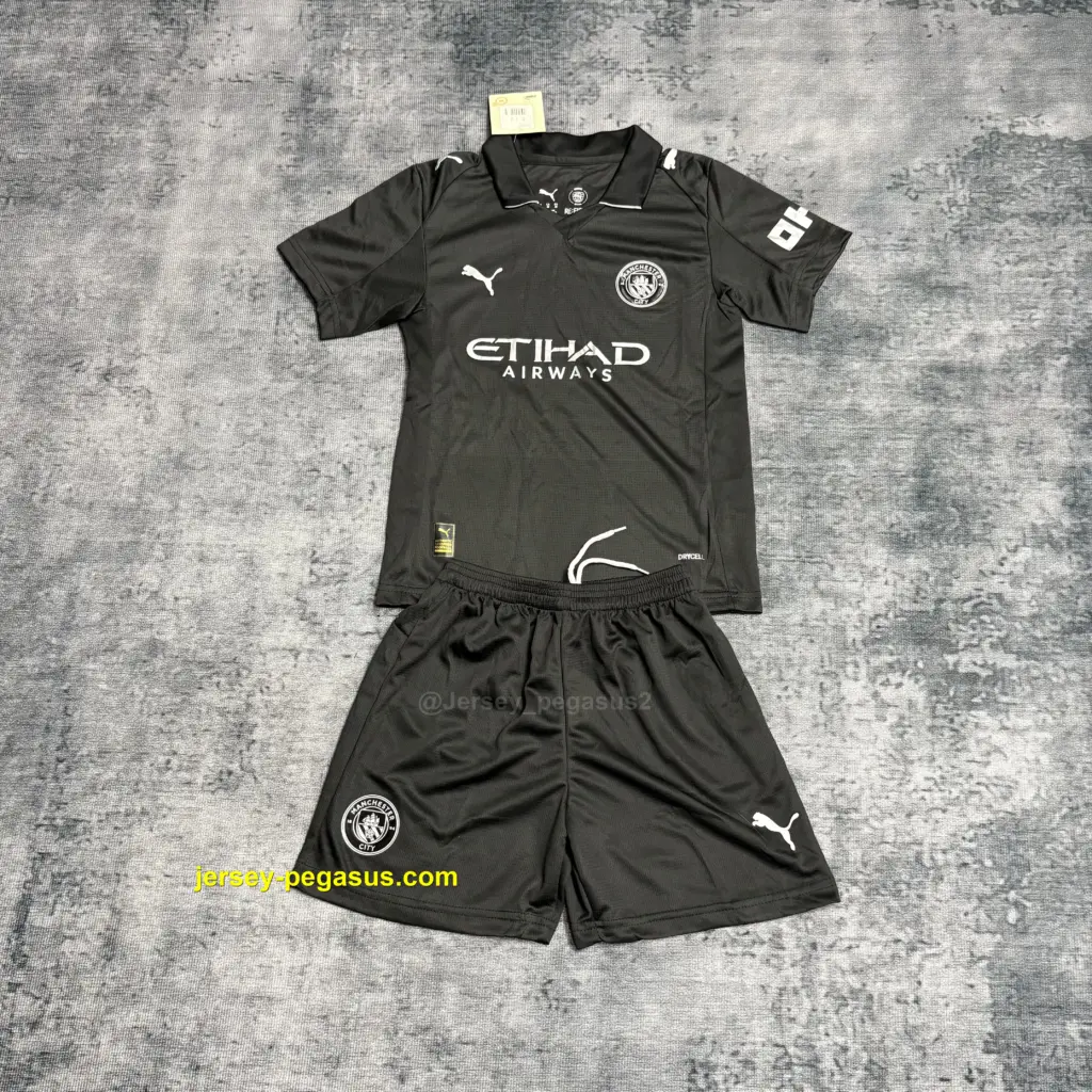 Kids 2025-26 Manchester City Black Jersey