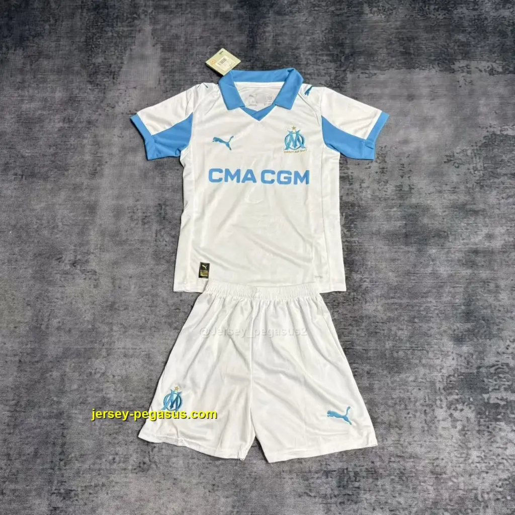 Kids 2025-26 Marseille Home Jersey