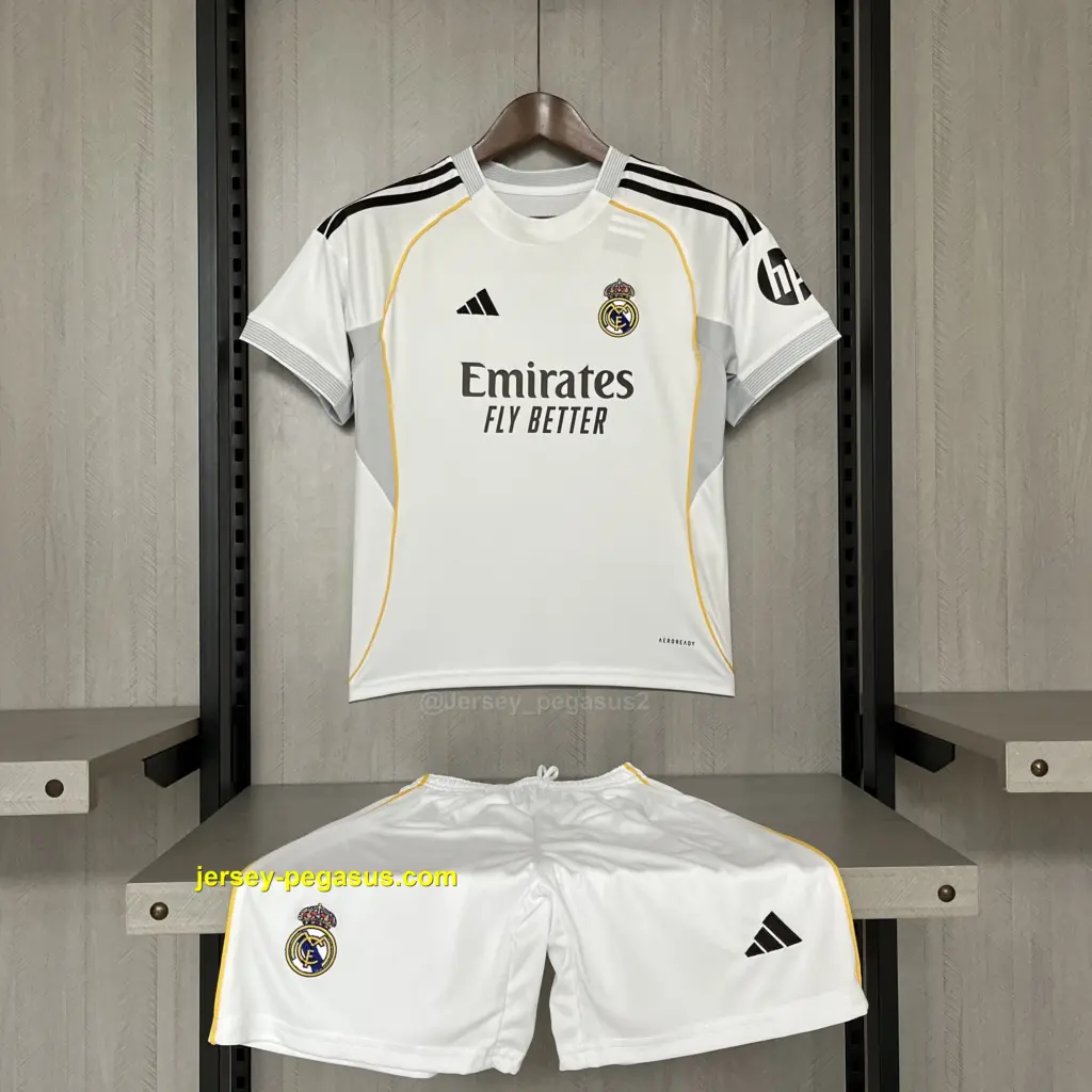 Kids 2025-26 Real Madrid Home Jersey