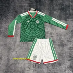 Kids long-sleeved 2026 Mexico home jersey