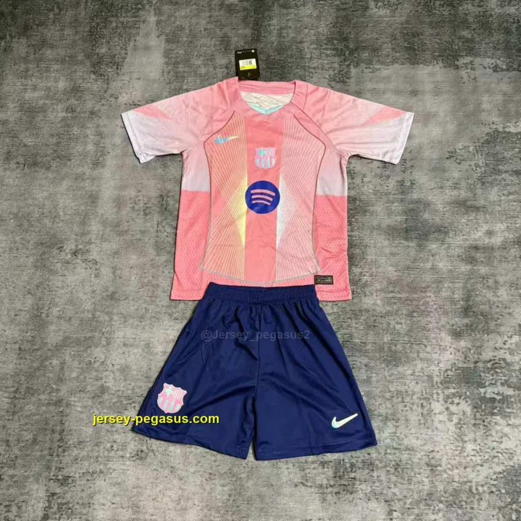Kids 2025-26 Barcelona Pink Jersey