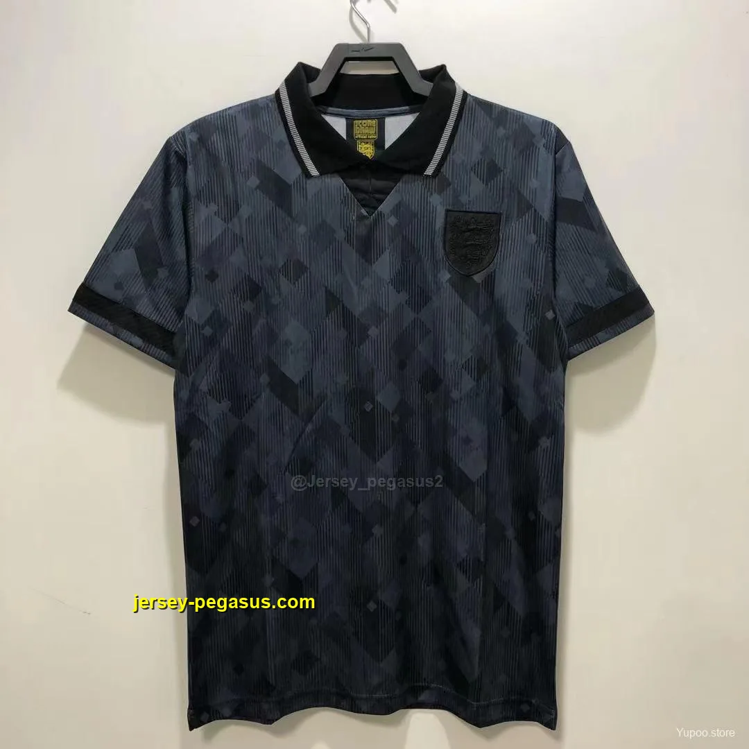 Retro 1990 England Away Black Soccer Jersey Retro 1990 England Away Black Soccer Jersey