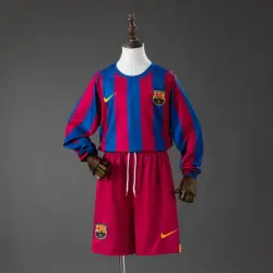 Barcelona Home (League Edition) Retro Long Sleeve Kids Kit Jersey