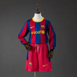 Barcelona Home Retro Long Sleeve Kids Kit Jersey