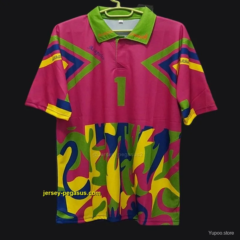 Retro 1994 Mexico Jorge Campos Goalkeeper Pink Jersey Retro 1994 Mexico Jorge Campos Goalkeeper Pink Jersey
