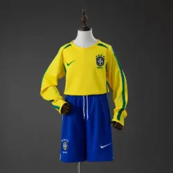 Brazil 2002 Home Retro Long Sleeve Kids Kit Jersey