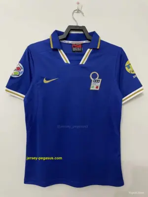 Retro 1996 Italy Home With 96 EURO Patch Soccer Jersey