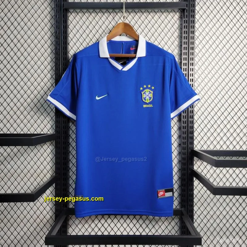 Retro 1997 Brazil Away Blue Jersey Retro 1997 Brazil Away Blue Jersey